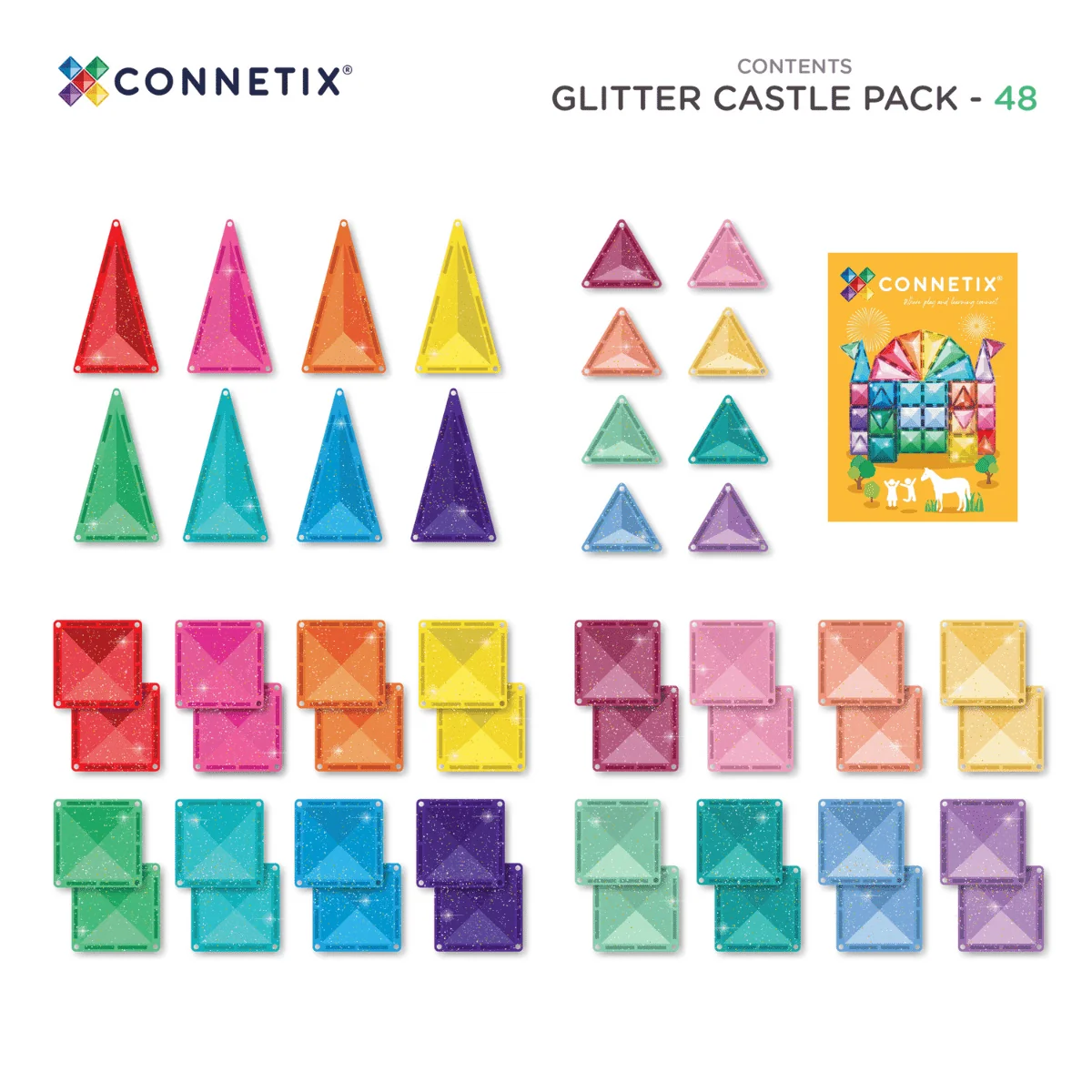 Connetix - 48 dele - Glitter castle pack - Billede 8